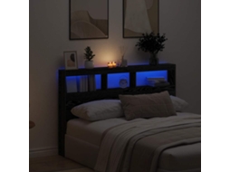 Vidaxl Armário Cabeceira C/ Luzes Led 160x17x102 Cm Carvalho Preto