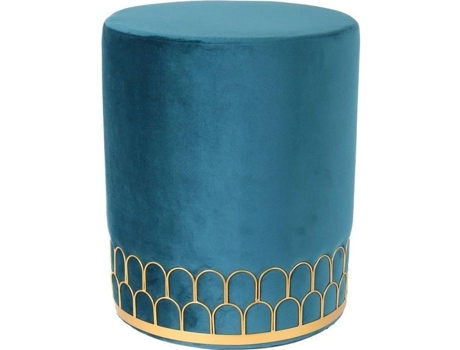 Pufe de Veludo Azul com Debrum Dourado ALTOBUY Goldy