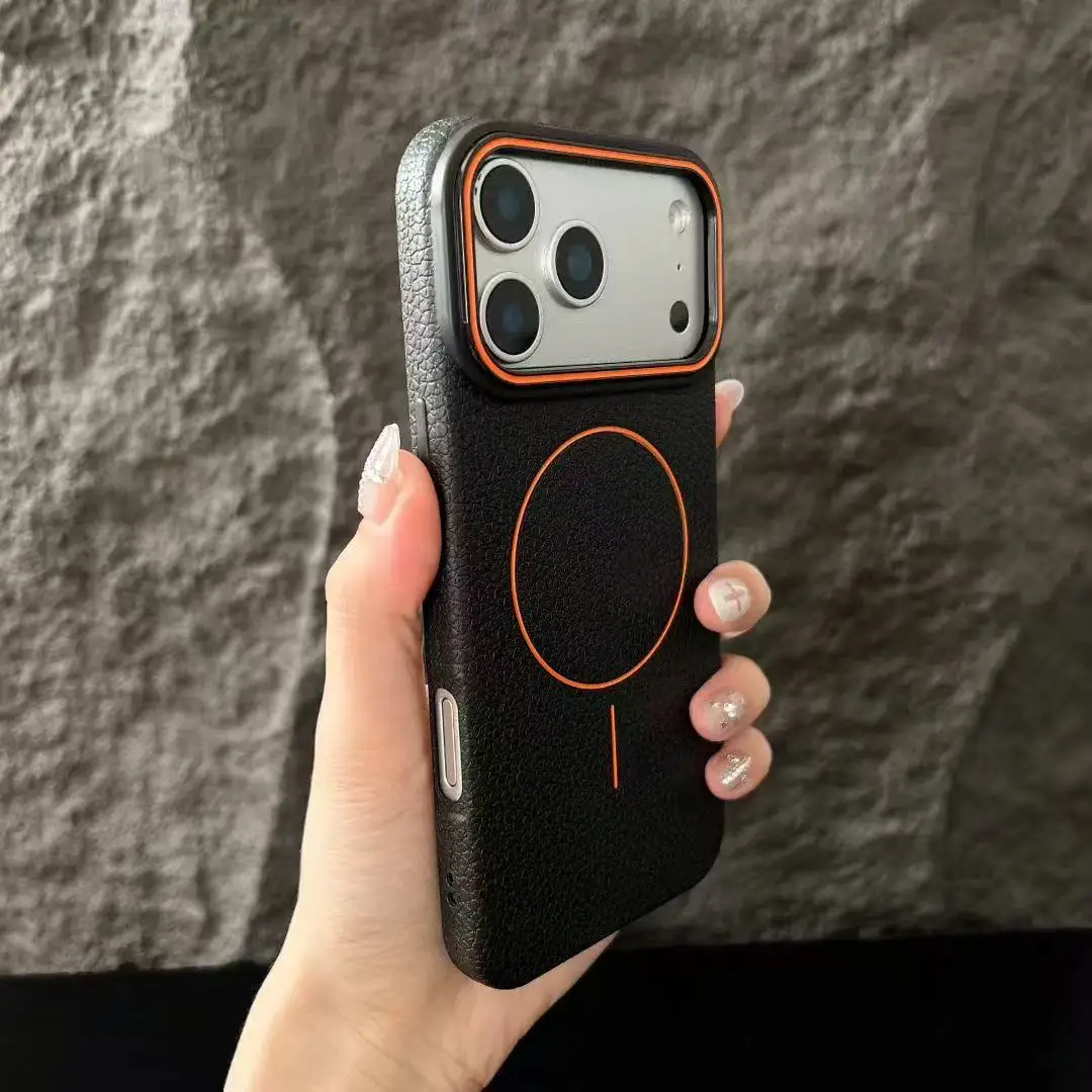 Capa Magnética Para Celular Com Textura Fosca De Lichia (iphone 12 Preto), Em Tpu Macio.