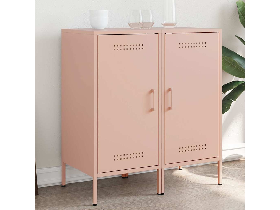 Vidaxl Aparadores 2 Pcs 36x39x79 Cm Aço Rosa