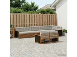 Vidaxl Conjunto De Sofás Para Exterior 8 Pcs Natural E Cinzento-claro