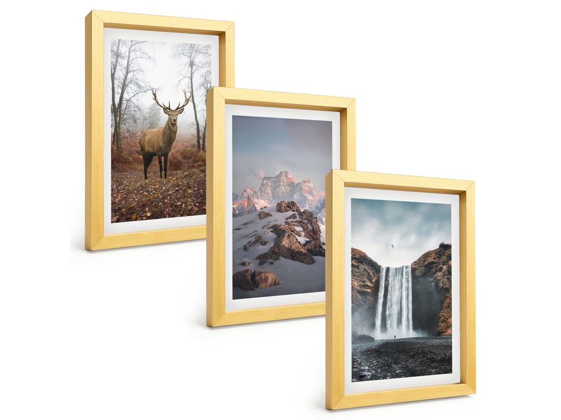 Composição De Quadros Paisagens Selvagens De Montanha Espelharte (3 Peças 20x30 Cm)