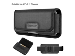 Estojo Horizontal Para Celular Haweel De 4,7 A 6,1 Polegadas Em Tecido De Nylon Com Clipe Para Cinto E Compartimento Para Cartão (preto)