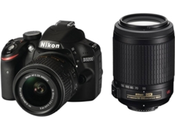 Kit Máquina Fotográfica Reflex NIKON D3200 + AF-S DX 18-55mm + AF-S DX VR 55-200mm (Preto - 24.2  MP)