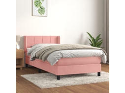 Vidaxl Cama Com Molas/colchão 90x190 Cm Veludo Rosa