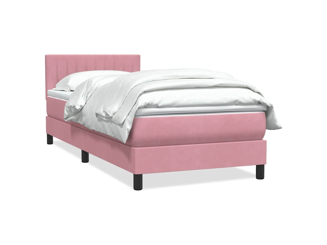 Vidaxl Cama Com Molas/colchão 80x220 Cm Veludo Rosa