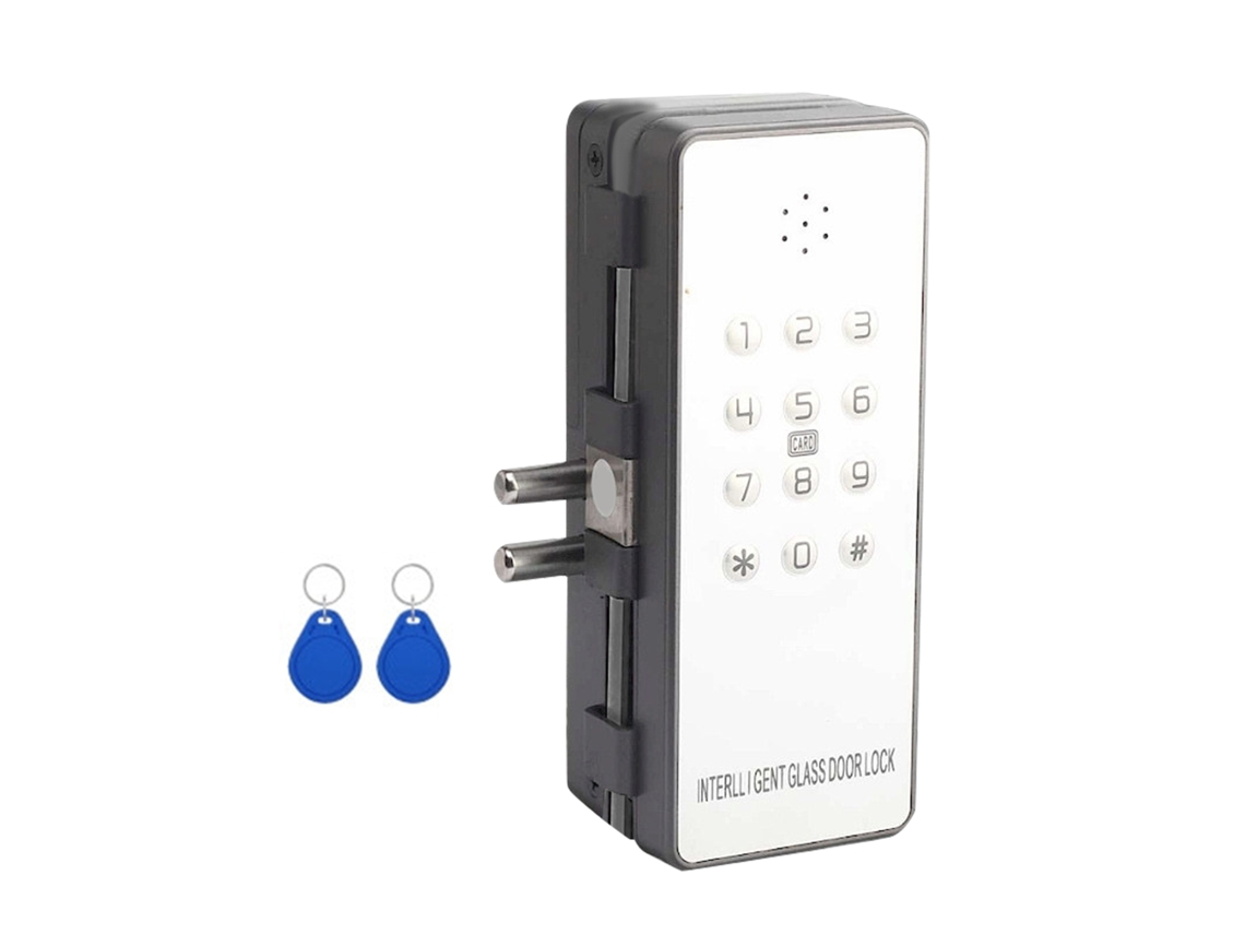 Datador inteligente para portas de vidro Duplo sem moldura (desbloqueio por cartão + desbloqueio por Senha)