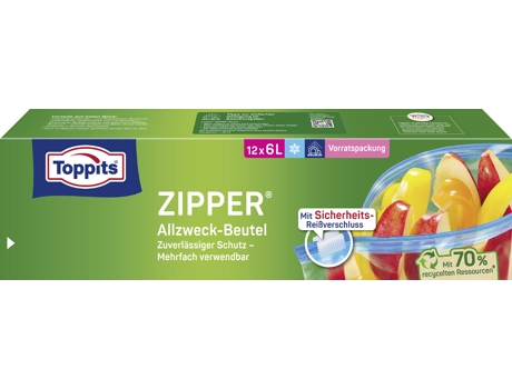 Bolsa Multifuncional TOPPITS com Zíper 12 X 6 Litros Transparente