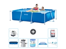 Piscina com Estrutura Retangular 220x150x60 Cm 8 peças S40029 INTEX