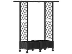 Vidaxl Cama Elevada Com Treliça E Telhado Preto 122,5 X 40 X 127 Cm Pp