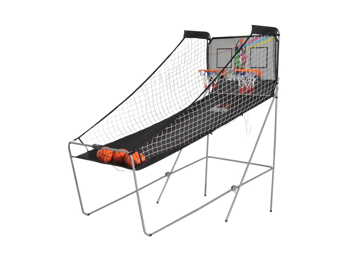 Conjunto De Cestos De Basquetebol Dobráveis E Portáteis - Cor: Preto E Branco – Aço 205 X 110 X 205 Cm