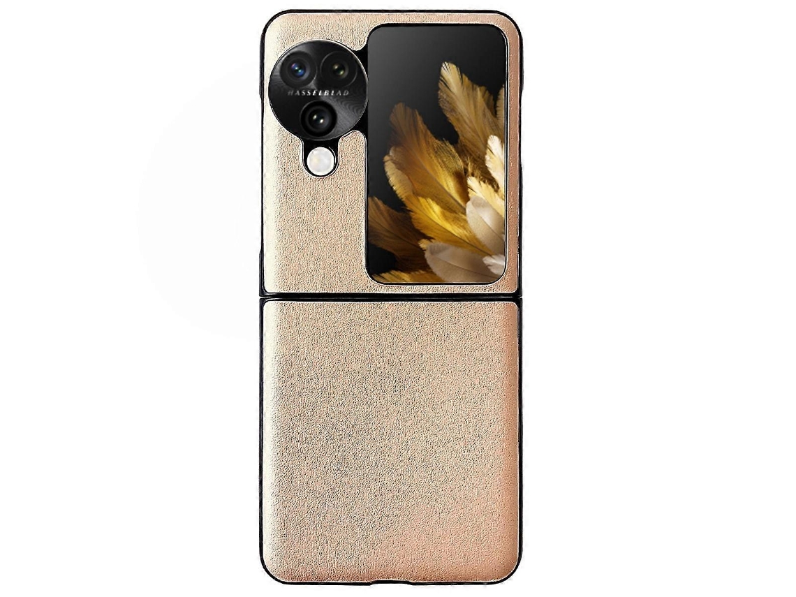 Capa De Celular Com Textura De Couro De Cor Sólida Morandi Para Oppo Find N3 Flip