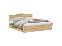 Estrutura de Cama com Gaveta Carvalho Sonoma 200x200cm MAISON EXCLUSIVE