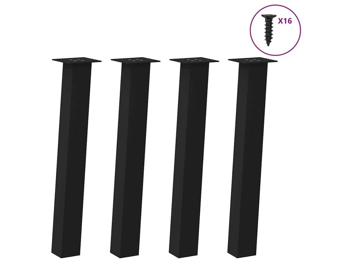Vidaxl Pés De Mesa De Console 4 Peças, Preto, 72 Cm, Aço
