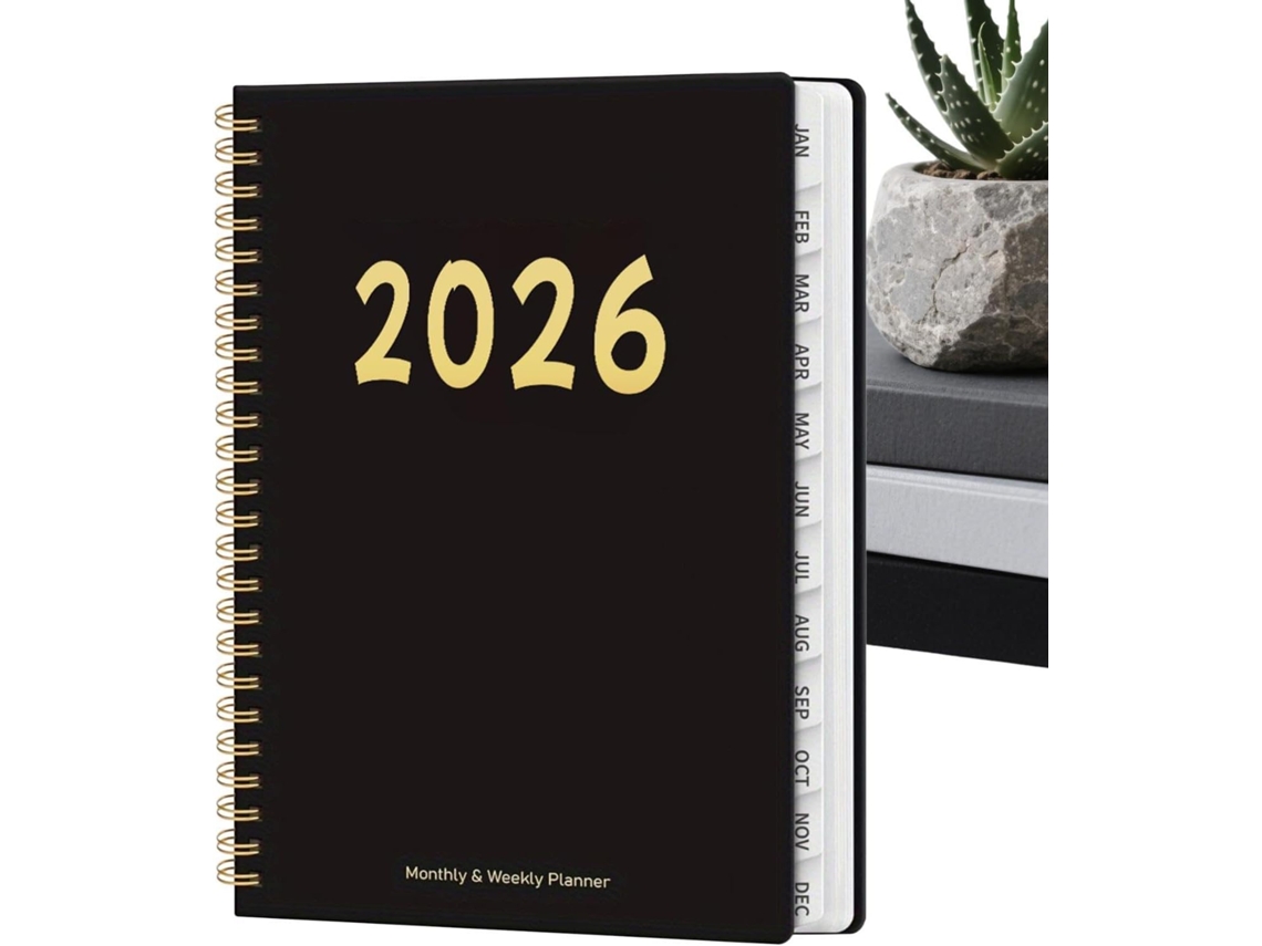 Agenda Mensal 2026 com Bloco de Notas e Horários para 12 Meses