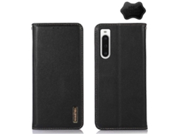 Capa De Celular De Couro Bovino Com Camada Superior Nappa Khazneh Para Sony Xperia 10 V