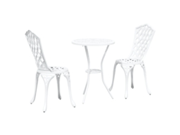 Conjunto 3 Conjunto De Móveis De Jardim Vidaxl Branco Alumínio (53 X 53 X 70,5 Cm)