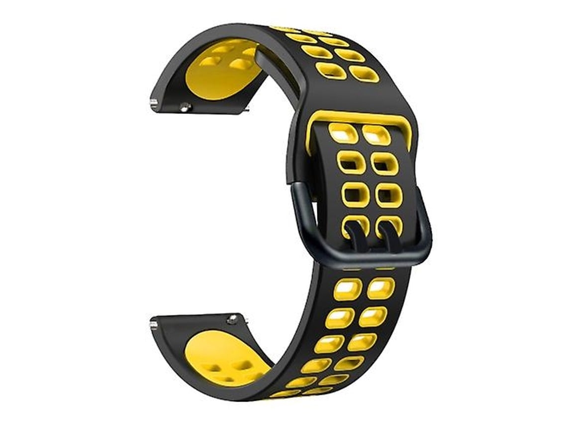 Pulseira De Relógio Silicone Estilo Garmin Move 20 Mm, Preta/ Amarela.