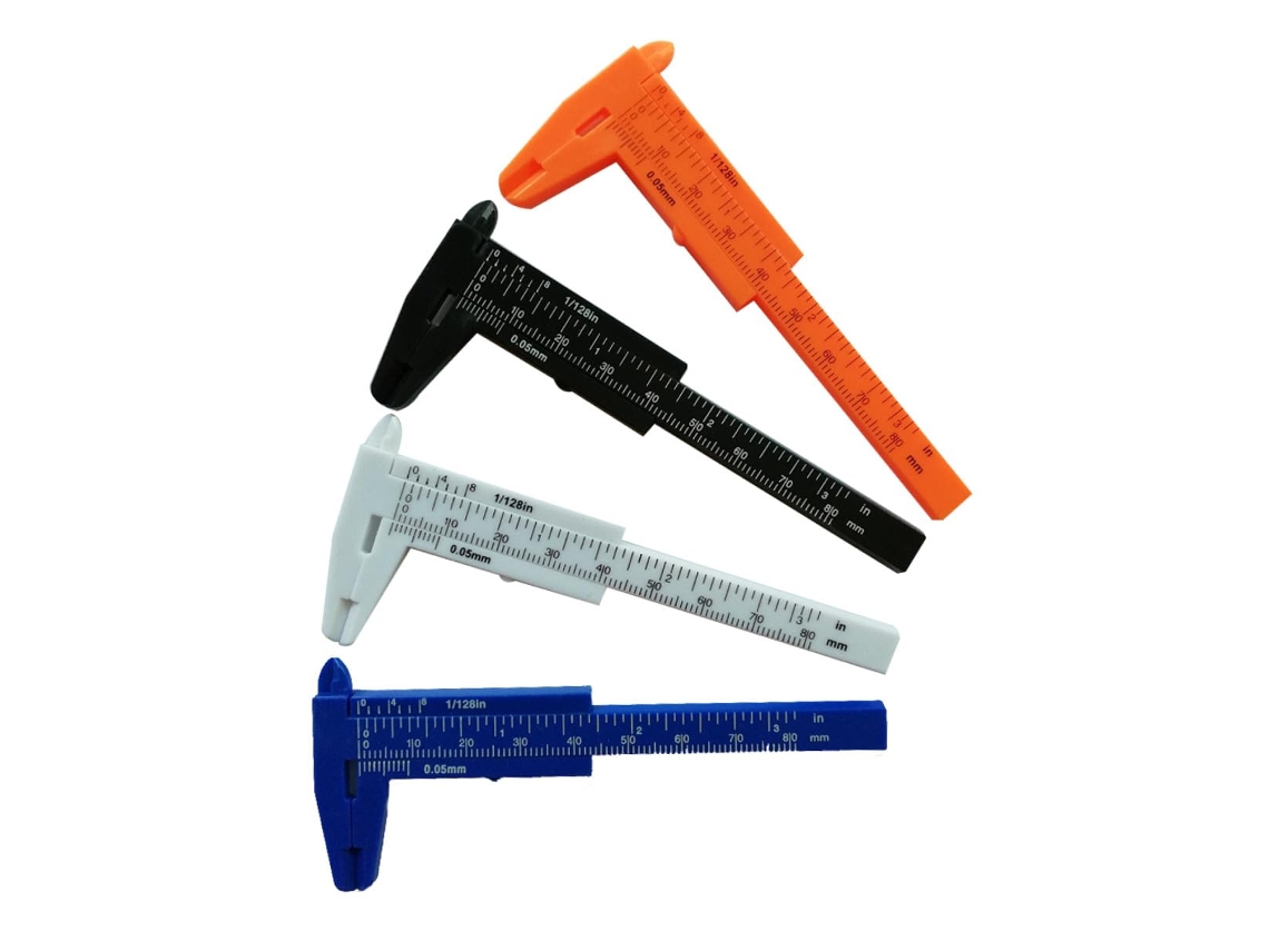 Paquímetro Vernier Mini De Plástico Preto 0-80mm Com Dupla Medição
