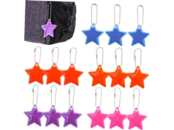 15 Pingentes Refletivos em Formato de Estrela para Mochilas, Acessório de Segurança Noturna para Bolsas e Chaveiros