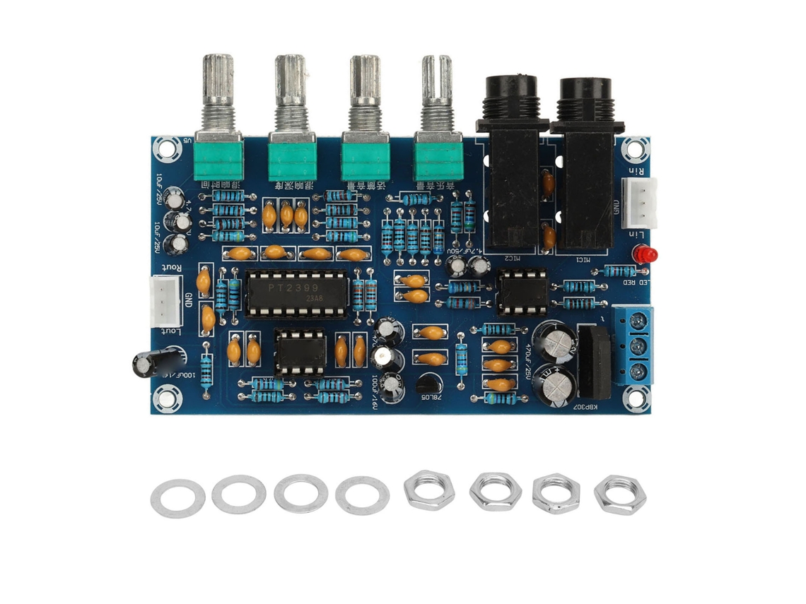 2026 placa de Reverberação de Microfone com Chip Pt2399 Módulo de Reverb Pcb Componentes Eletrônicos 12v Ac Dual