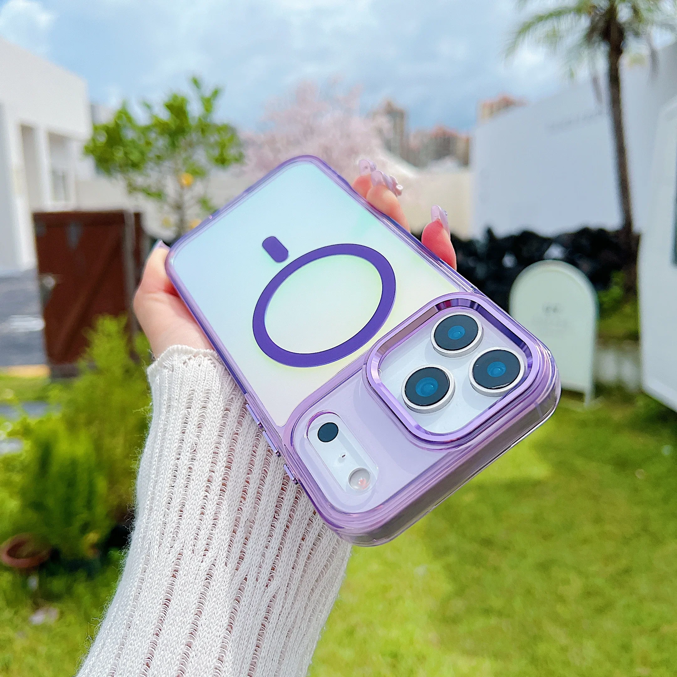 Capa Para Celular (roxa, Iphone Air) Com Efeito Degradê Fosco, Carregamento Magnético E Proteção Contra Quedas.