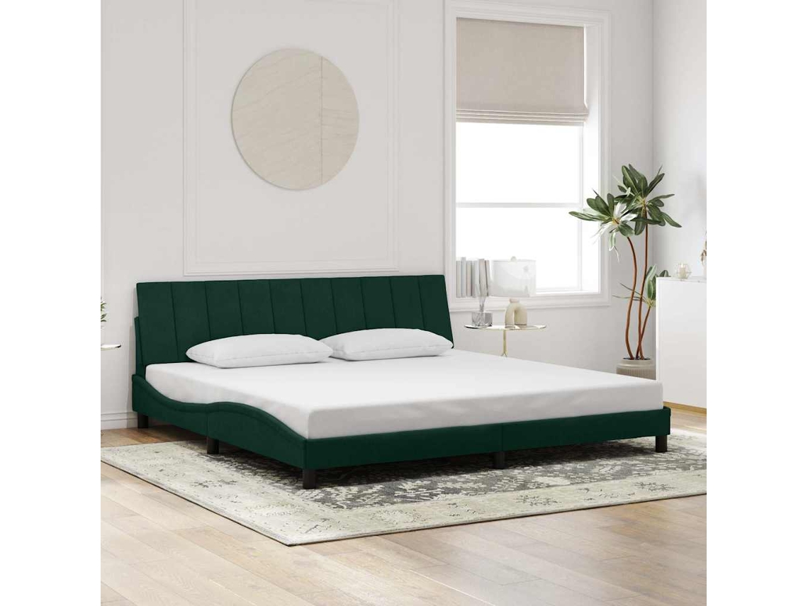 Vidaxl Estrutura De Cama Sem Colchão Hanko 200x200 Cm Veludo Verde-escuro