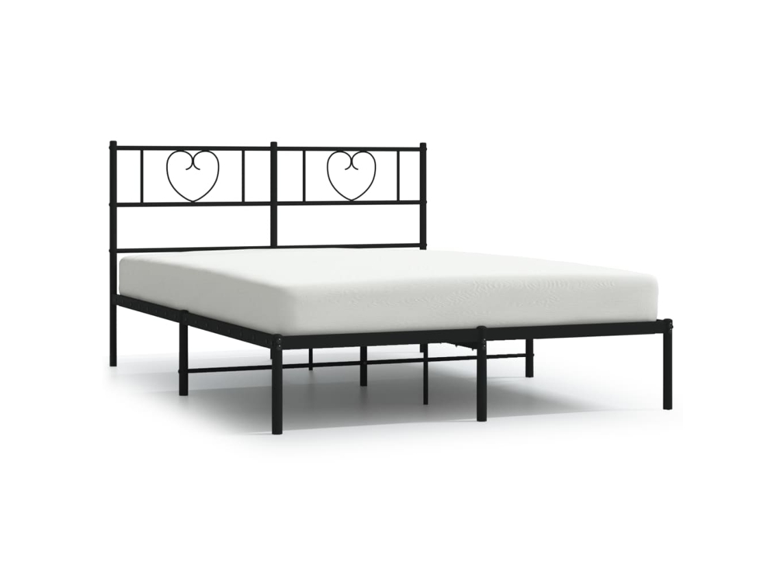 Bed Frame, Bed Frames Vidaxl Preto Aço (140 X 190 Cm)