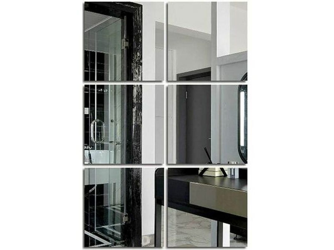 6 Espelhos de Parede Adesivos Quadrados de Acrílico Removíveis 20x20cm para Sala e Quarto