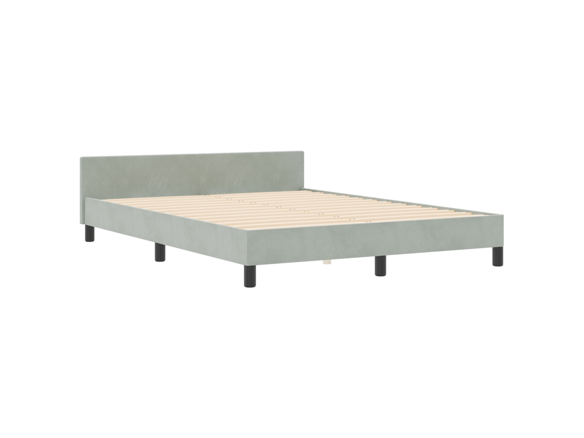 Conjunto 1 Cama Moderna Vidaxl Cinzento-claro Veludo (140 X 200 Cm)