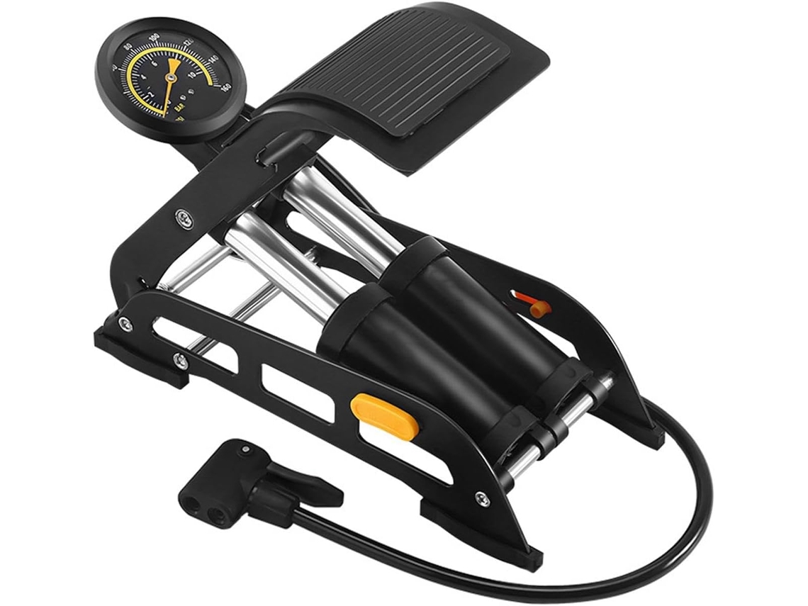 Bomba de pé HARILLA, para bicicleta, com cilindro duplo, fácil de usar