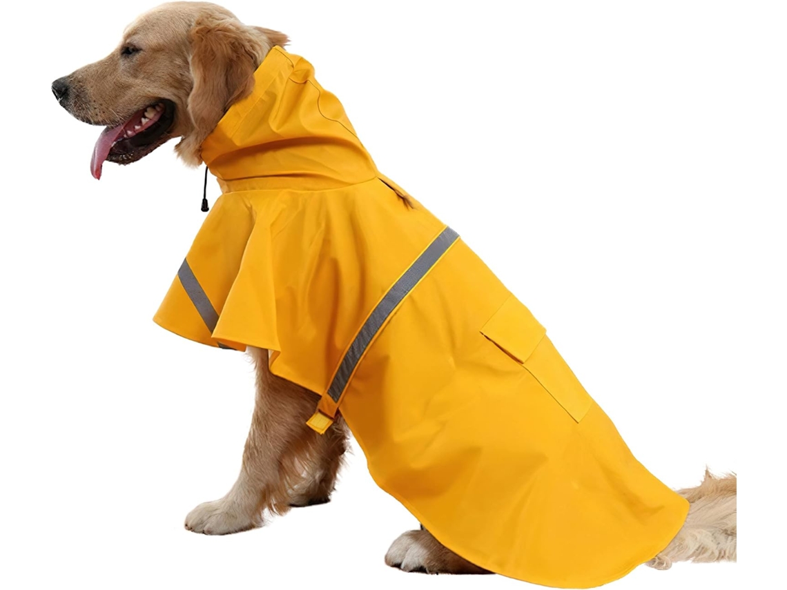Capa De Chuva Canina, Com Capuz, Refletora, Impermeável, Leve, Ajustável, Em Pu