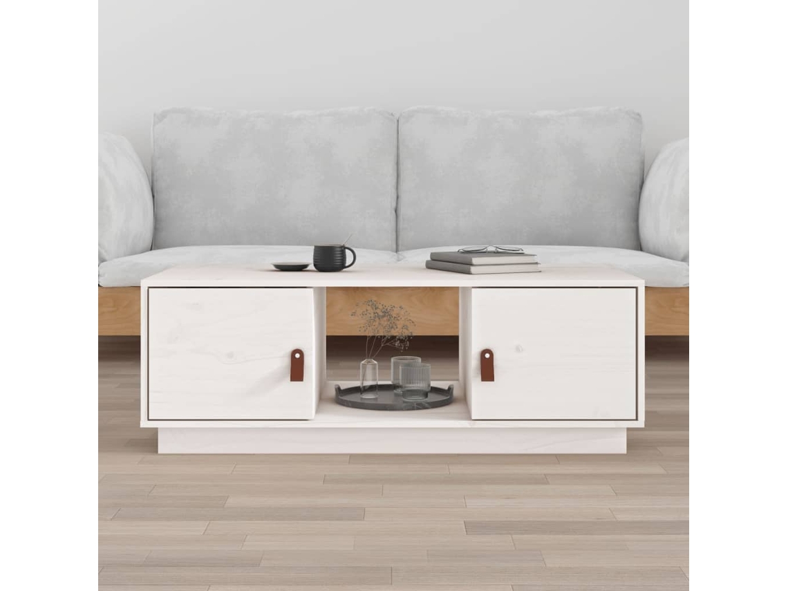 Vidaxl Mesa De Centro 100x50x35 Cm Pinho Maciço Branco