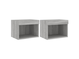 Conjunto de mesas de cabeceira de parede com luzes LED Cinzento Sonoma MAISON EXCLUSIVE