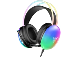 Fone Jogo C/ Microfone Rgb Rainbow Light P/ Ps4/ps5/laptop/mac Áudio 3.5mm, Som Surround Estéreo, Ajuste Automático Preto JIAPEI