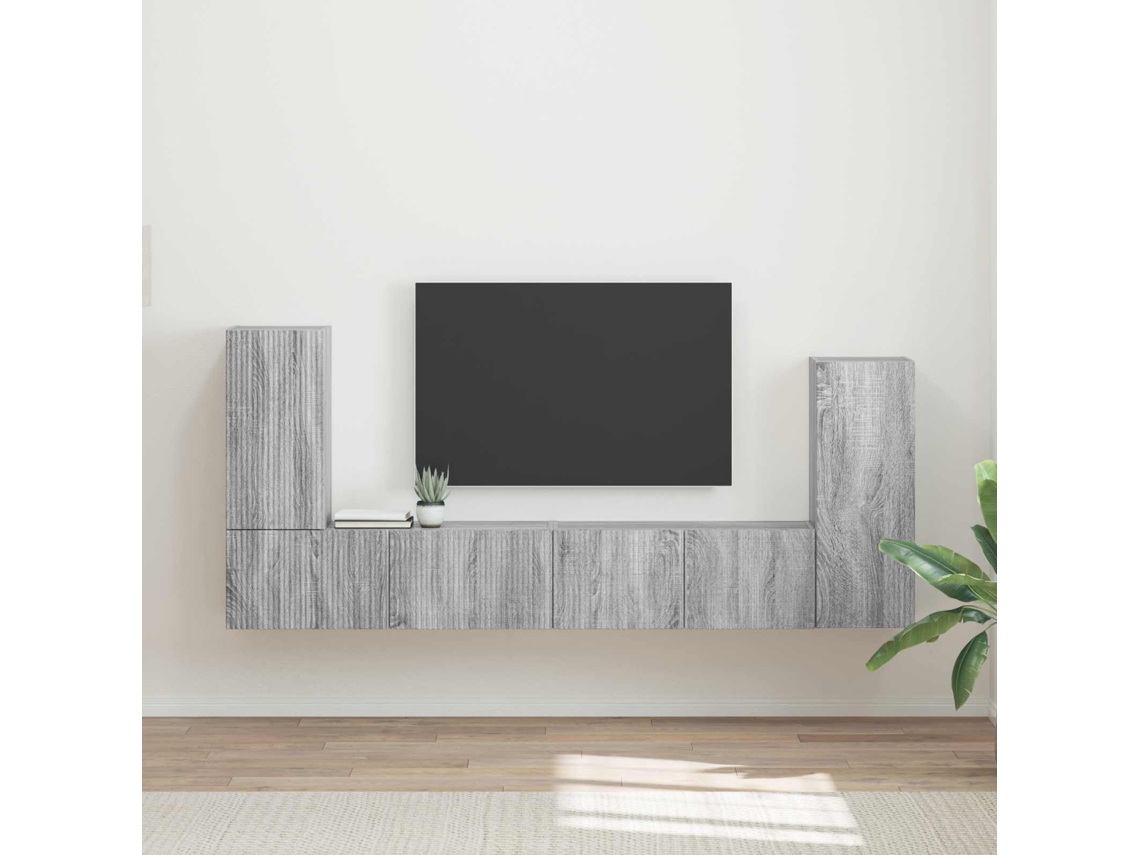 Vidaxl Conjunto De Móvel De Tv 4 Pcs Cinza Sonoma Madeira Processada