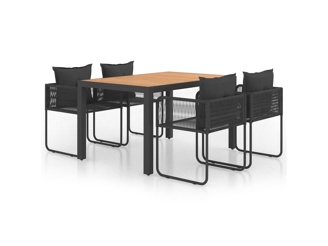 Conjunto de Jantar de Jardim Vime PVC Preto e Castanho MAISON EXCLUSIVE