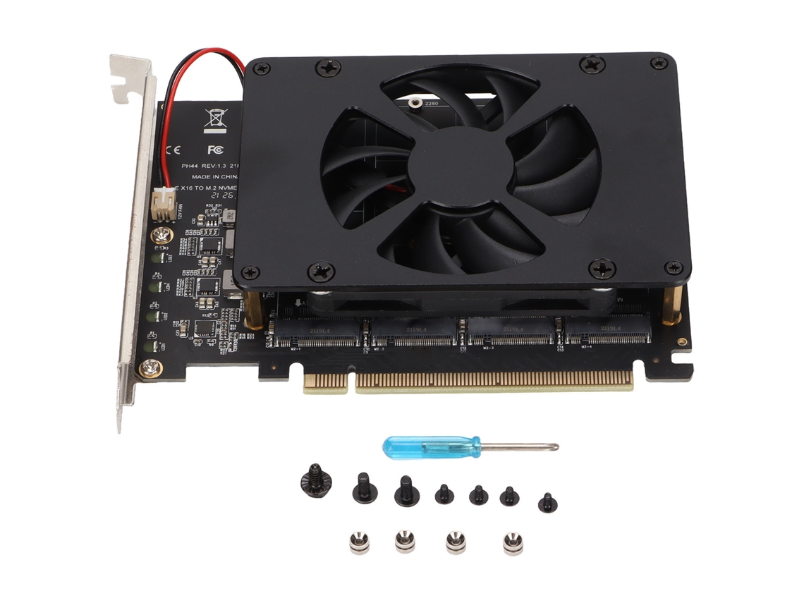 Placa Adaptadora Nvme M.2 Para Expansão Pcie X16 4 Portas 32gbps Com Cooler