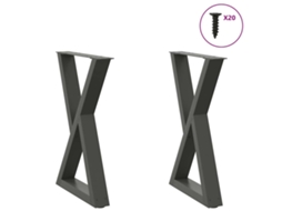 Vidaxl Pés Para Mesa De Jantar 2 Peças Antracite 60x(72-73,3) Cm Aço