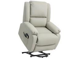 Poltrona Relax Levanta Pessoas Com 8 Pontos De Massagem Reclinável Com Função De Aquecimento 89x93x105 Cm Cinzento Claro