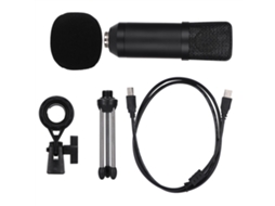 Microfone Condensador Usb Portátil Com Suporte De Tripé Para Pc Laptop Preto
