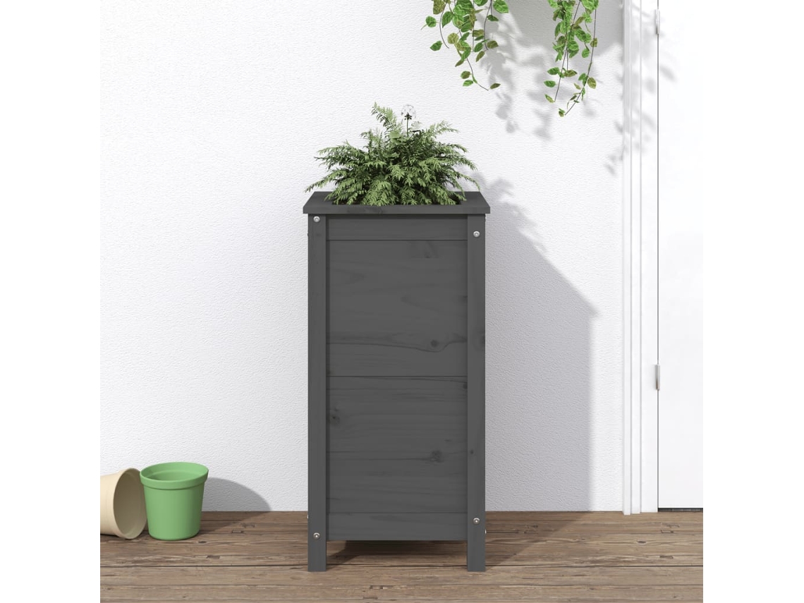 Vidaxl Vaso/floreira De Jardim 40x40x78 Cm Pinho Maciço Cinzento
