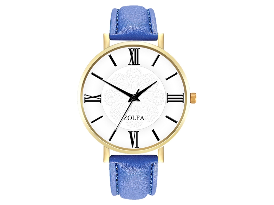 Relógio de Pulso Casal de Couro Pu com Pulseira Azul Estilo Simples Quartz