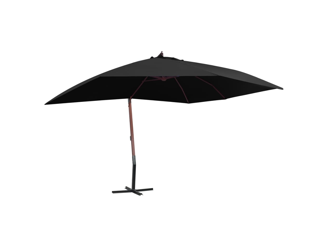 Vidaxl Guarda-sol Suspenso Com Mastro De Madeira 400x300 Cm Preto