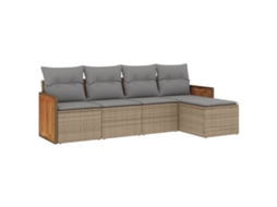Conjunto de 5 Sofás para Jardim com Almofadões Vime Pe Bege MAISON EXCLUSIVE (5 pcs)