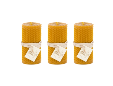 L'ABELLAMEL Vela Natural e Artesanal 100% Cera de Abelha Artesanal Panha 3 Pacotes de 1 Vela. Contém 3U de 6X6X10Cm L'ABELLAMEL