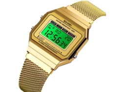 Lurelia Relógio Digital, Visor Digital, Led, Cronómetro, Alarme, Data/calendário, 33 Mm, 7mm, Aço Inoxidável, Resistente À Água 30m, Preto E Azul