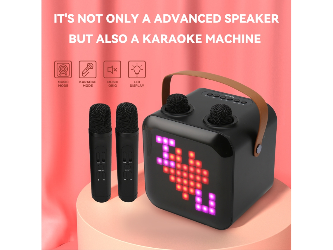 Yncm-máquina De Karaokê Portátil Com Microfones Sem Fio