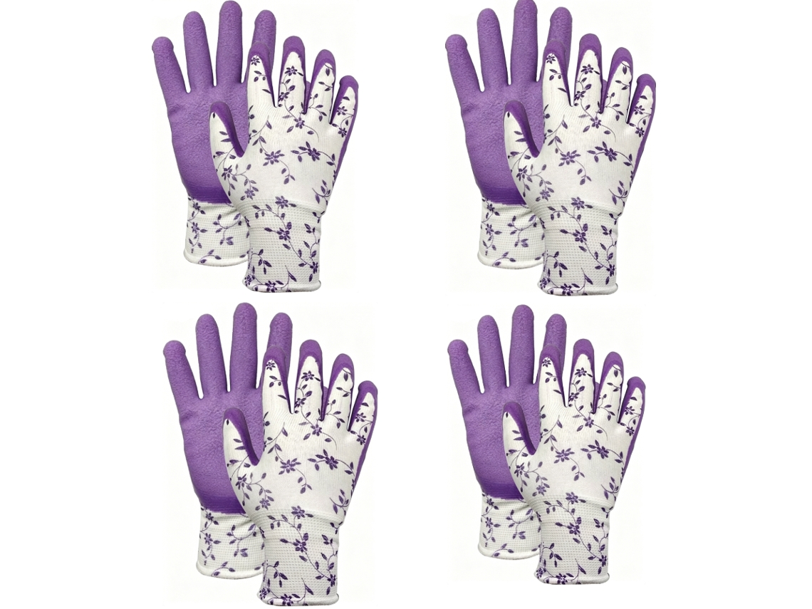 Conjunto De 4 Pares De Luvas De Jardinagem Em Látex Estampado, Resistentes A Perfurações, Impermeáveis E Resistentes À Abrasão.