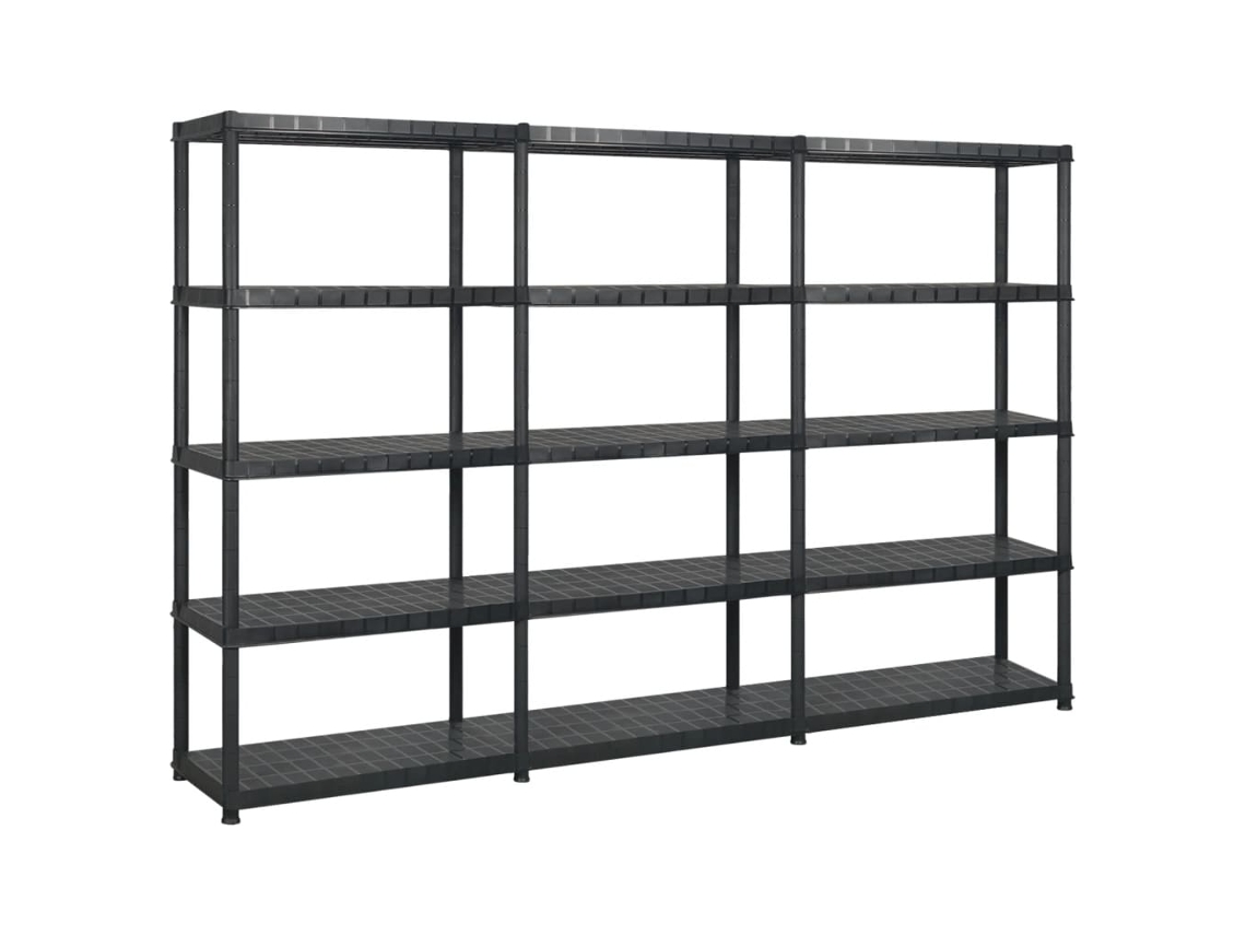 Vidaxl Unidade Com 5 Prateleiras 255x40x185 Cm Plástico Preto